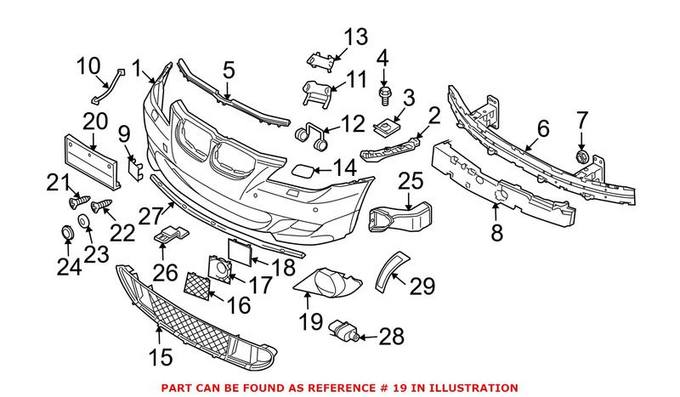 BMW Fog Light Trim = Front Driver Side 51117896603